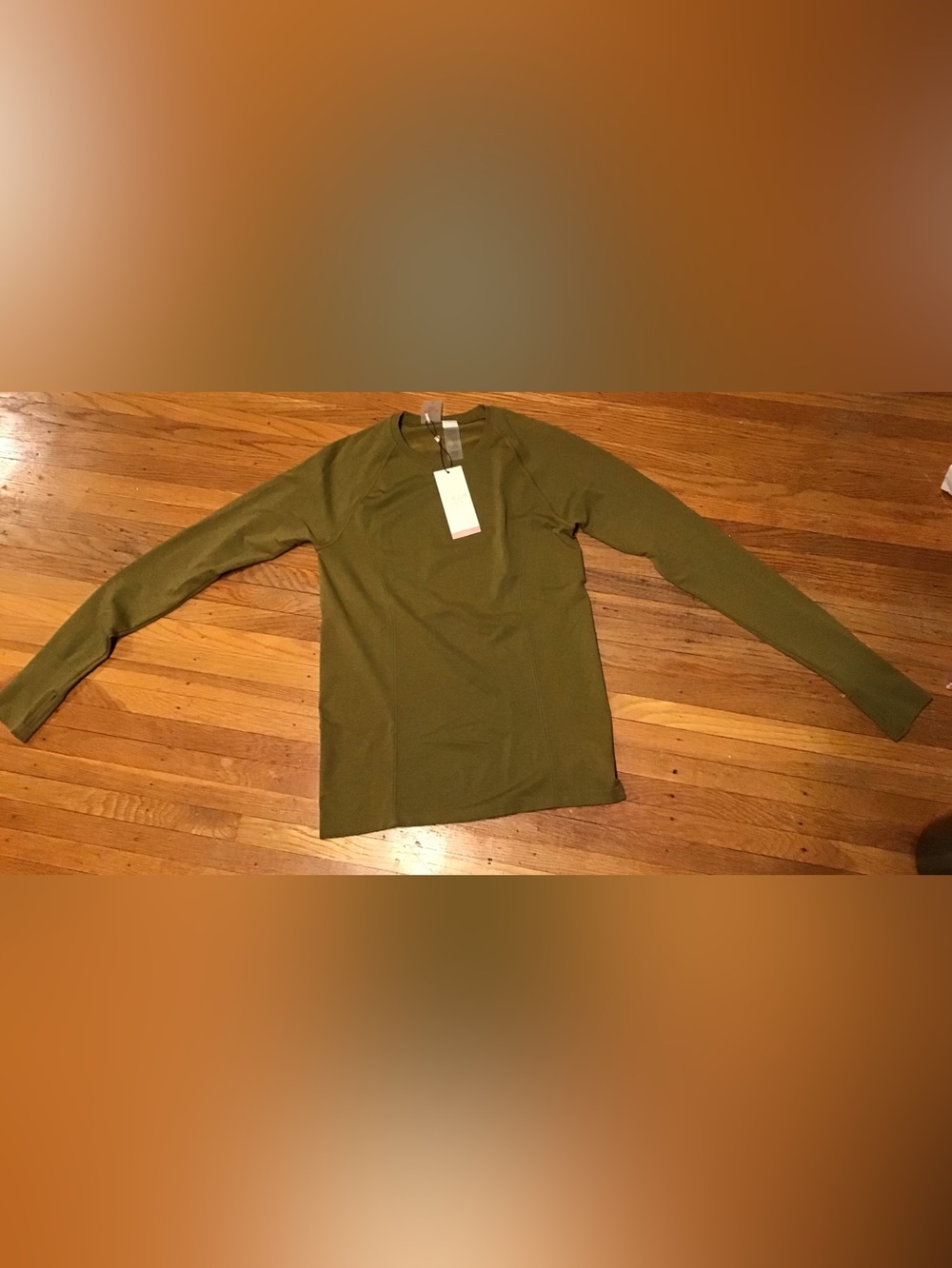 CALIA Focus olive bronze spacedye long sleeve round neck top women's S